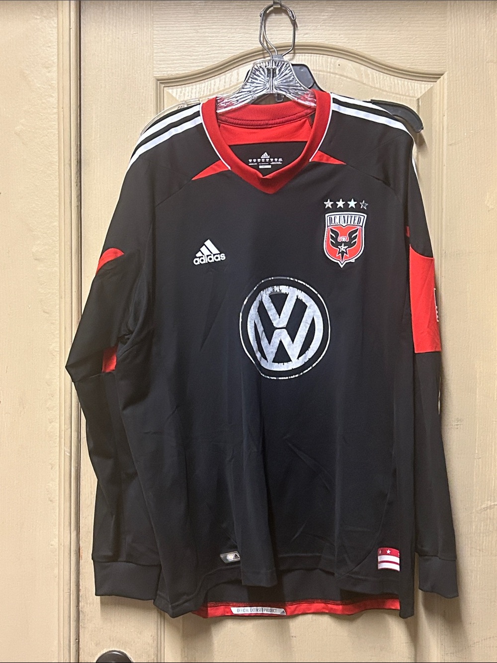 adidas Black and Red D.C. United Long Sleeve Soccer Top 707026